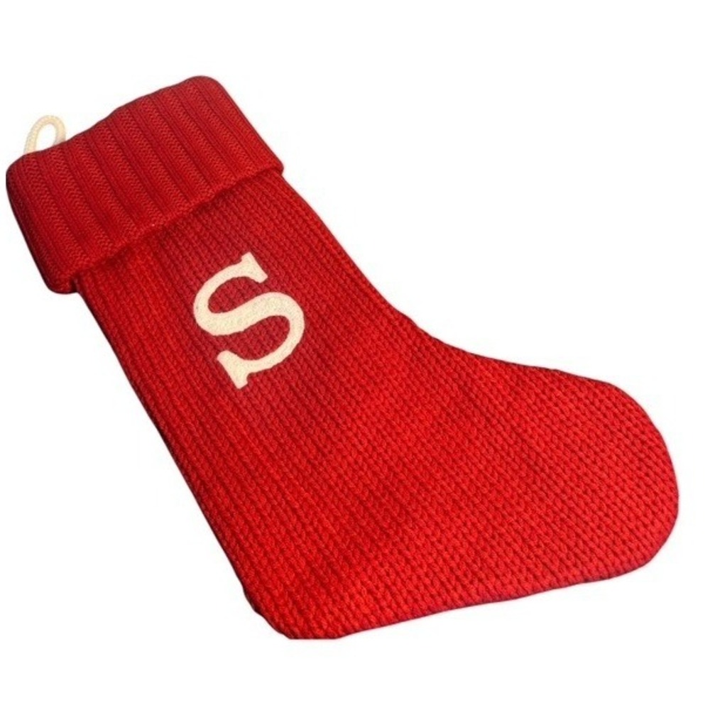 Wondershop Red Knit Christmas Stocking Initial S Knit Holiday Decor 16in
